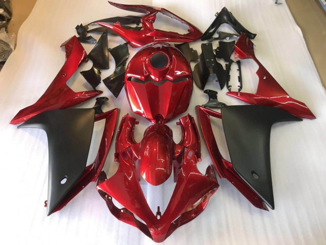 Custom 2007-2008 Matte Black Red Yamaha YZF R1 Motorbike Fairing Kits