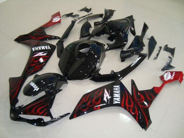 Aftermarket 2007-2008 Glossy Black Flame Yamaha YZF R1 Motorcycle Fairings Kits