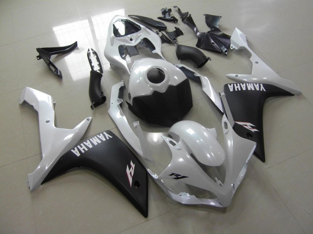 Aftermarket 2007-2008 Pearl White Matte Black Yamaha YZF R1 Replacement Motorcycle Fairings