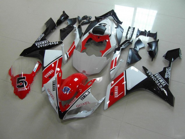 Custom 2007-2008 Red White Stickers Yamaha YZF R1 Motorbike Fairing Kits