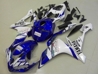 Custom 2007-2008 White Blue Tri Colour Yamaha YZF R1 Motorcycle Replacement Fairings