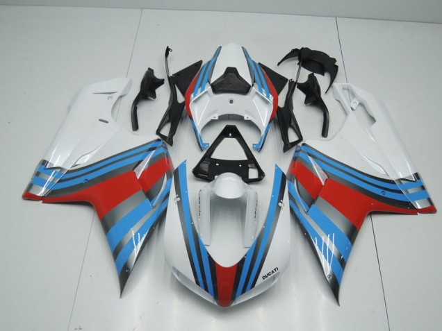 Aftermarket 2007-2014 Blue White Red Ducati 848 1098 1198 Motorcyle Fairings