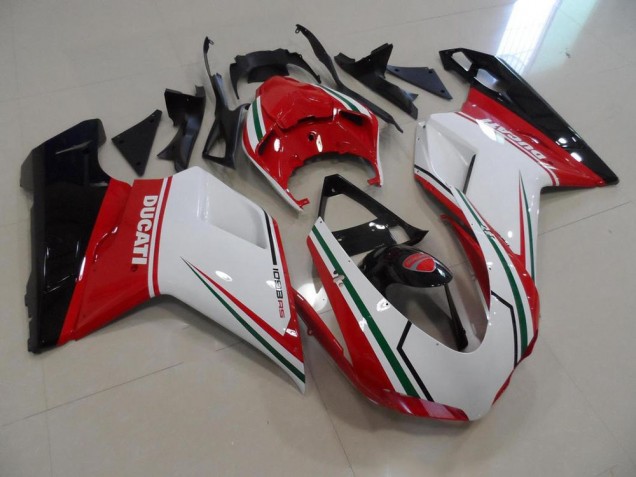 Aftermarket 2007-2014 Red White Ducati 848 1098 1198 Motorcycle Fairings Kit