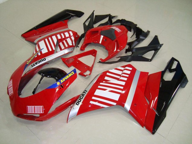 Custom 2007-2014 Red White Ducati 848 1098 1198 Motorcylce Fairings