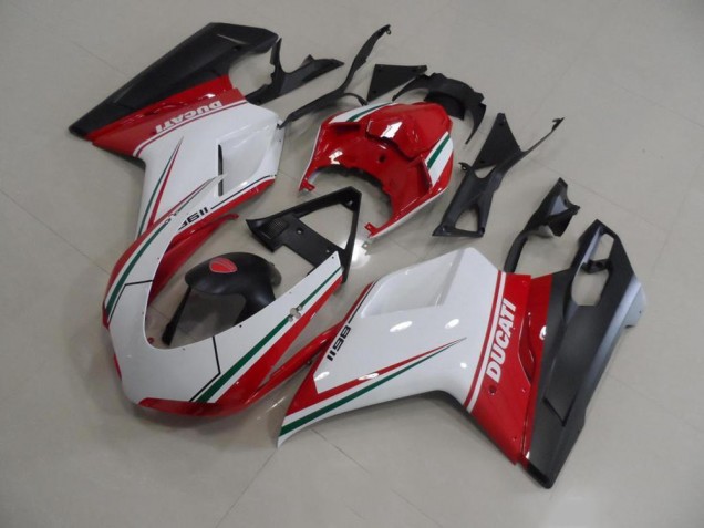 Aftermarket 2007-2014 Red White Ducati 848 1098 1198 Replacement Motorcycle Fairings