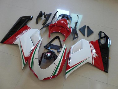 Aftermarket 2007-2014 White Red Ducati 848 1098 1198 Bike Fairing Kit