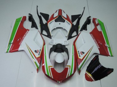 Aftermarket 2007-2014 Red White and Green Ducati 848 1098 1198 Replacement Motorcycle Fairings