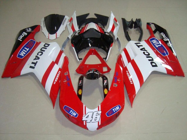 Custom 2007-2014 Red White 46 Ducati 848 1098 1198 Motorcycle Bodywork