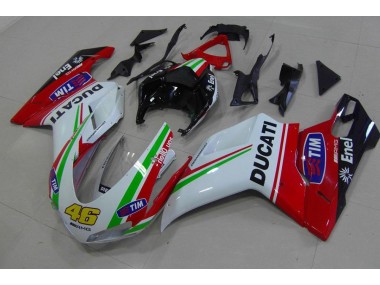 Aftermarket 2007-2014 Red White Yellow 46 Ducati 848 1098 1198 Bike Fairings