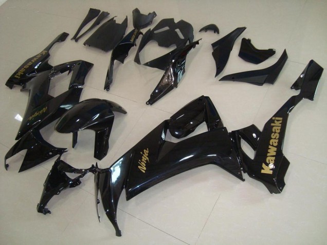 Custom 2008-2010 Glossy Black with Gold Sticker Kawasaki ZX10R Motorcycle Fairings