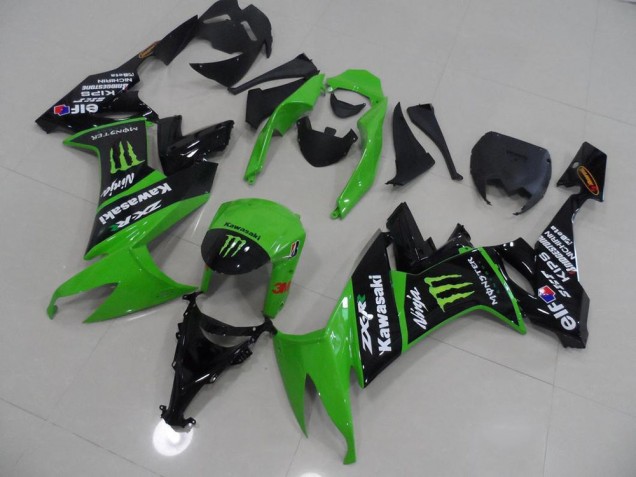 Custom 2008-2010 Green and Black Monster Kawasaki ZX10R Motorbike Fairing