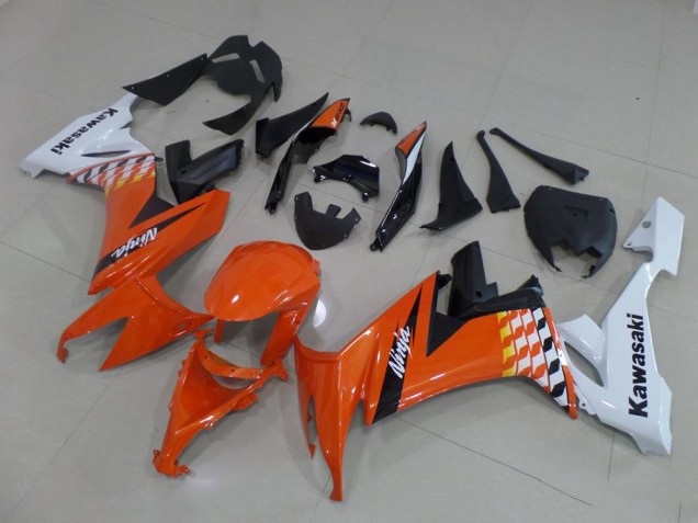 Custom 2008-2010 Orange and White Kawasaki ZX10R Motorcycle Bodywork