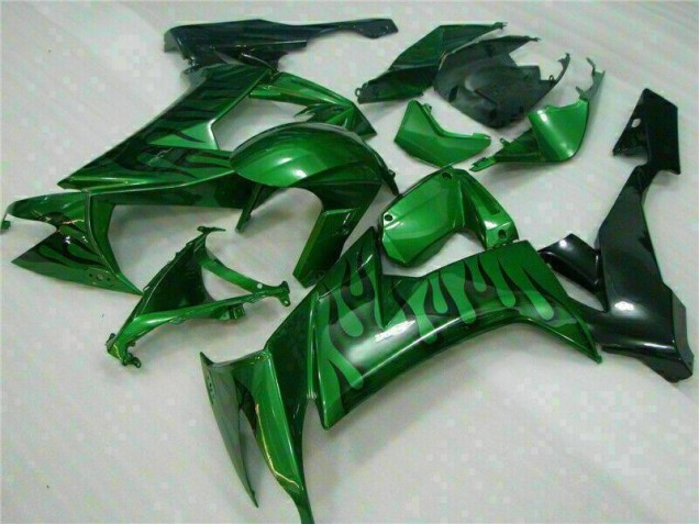 Custom 2008-2010 Green Flame Kawasaki ZX10R Bike Fairings