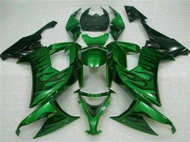 Custom 2008-2010 Green Flame Kawasaki ZX10R Bike Fairings