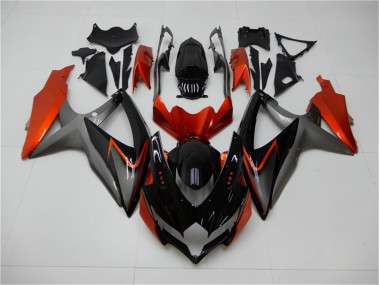 Custom 2008-2010 Black Orange Grey Suzuki GSXR 600/750 Motorbike Fairing Kits