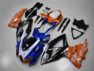 Custom 2008-2010 Blue Orange Suzuki GSXR 600/750 Motorcycle Fairings Kit