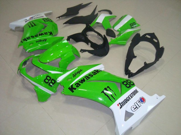 Custom 2008-2012 Green and White Kawasaki ZX250R Bike Fairing