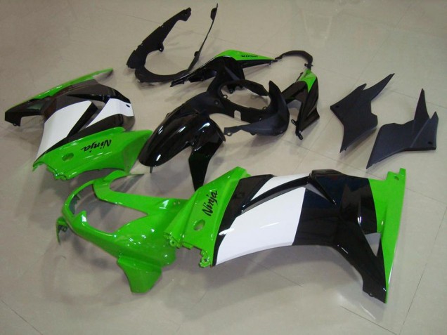 Aftermarket 2008-2012 Green White Black Kawasaki ZX250R Replacement Motorcycle Fairings