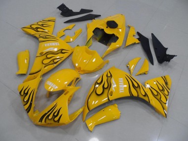 Custom 2009-2011 Yellow Black Flame Yamaha YZF R1 Motorcycle Fairings