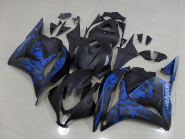 Custom 2009-2012 Matte Black Blue Skull Honda CBR600RR Motorcycle Fairings Kit