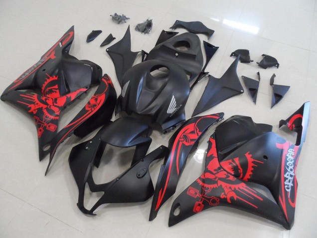 Custom 2009-2012 Matte Black with Red Skull Honda CBR600RR Motorcycle Fairings Kits