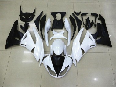 Custom 2009-2012 White Kawasaki ZX6R Motorcyle Fairings