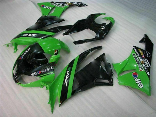 Custom 2009-2012 Black Green Kawasaki ZX6R Motorcycle Fairing