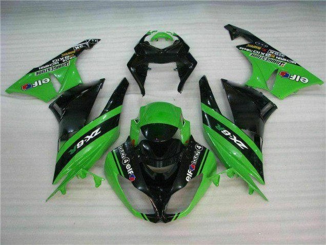 Custom 2009-2012 Black Green Kawasaki ZX6R Motorcycle Fairing