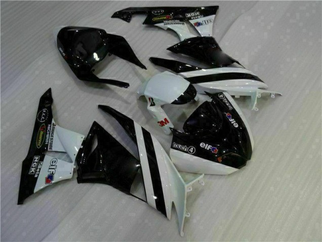 Custom 2009-2012 Black White 3M Touch4 Kawasaki ZX6R Motorcycle Fairing Kits