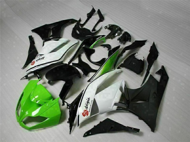 Custom 2009-2012 Green Black White 25 Kawasaki ZX6R Bike Fairings