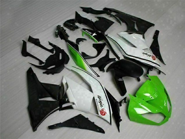 Custom 2009-2012 Green Black White 25 Kawasaki ZX6R Bike Fairings