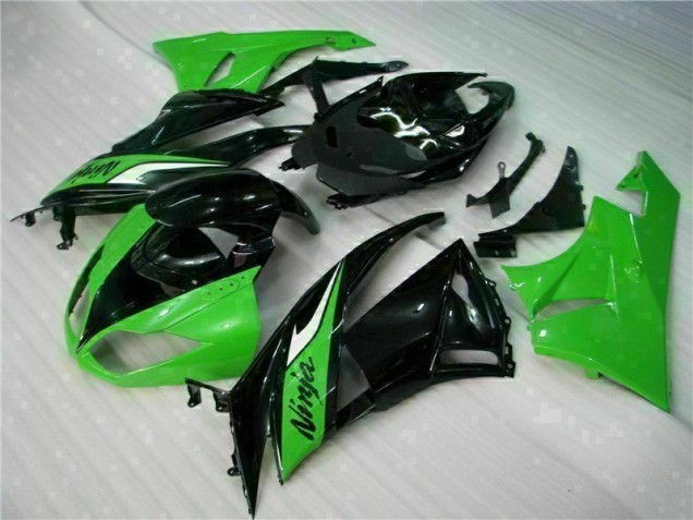 Custom 2009-2012 Black Green Kawasaki ZX6R Bike Fairing Kit