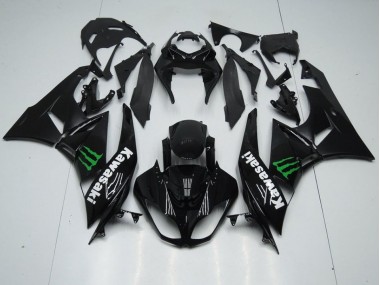 Custom 2009-2012 Black with Monster Kawasaki ZX6R Replacement Motorcycle Fairings