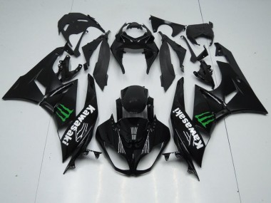 Custom 2009-2012 Black with Monster Kawasaki ZX6R Replacement Motorcycle Fairings