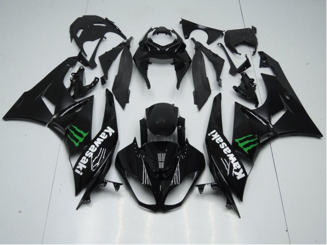 Custom 2009-2012 Black with Monster Kawasaki ZX6R Replacement Motorcycle Fairings