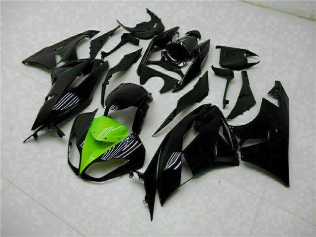 Custom 2009-2012 Black Green Kawasaki ZX6R Moto Fairings