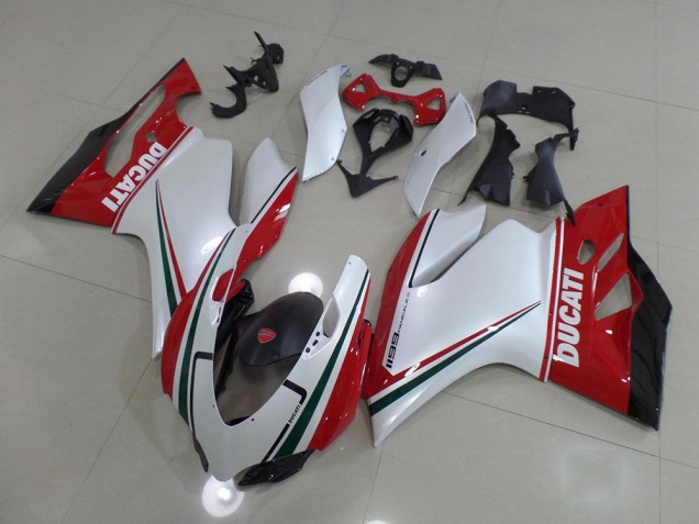 Custom 2011-2014 White Red Ducati 1199 Motorcycle Fairing Kits