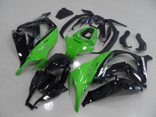 Custom 2011-2015 Green and Black Kawasaki ZX10R Motorcycle Replacement Fairings