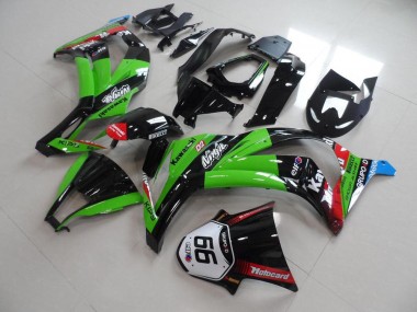 Custom 2011-2015 Green Black with Number 66 Kawasaki ZX10R Motorcyle Fairings