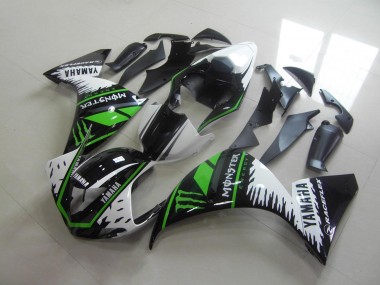 Custom 2012-2014 White Green Monster Yamaha YZF R1 Moto Fairings