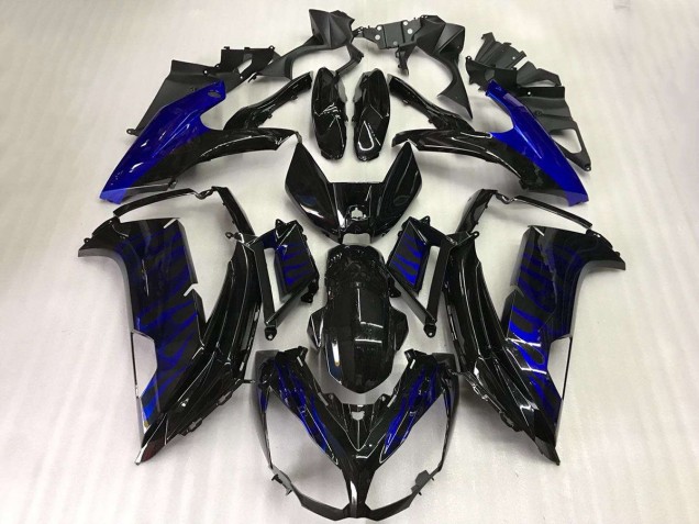 Custom 2012-2016 Black Blue Flame Kawasaki EX650 Motor Fairings