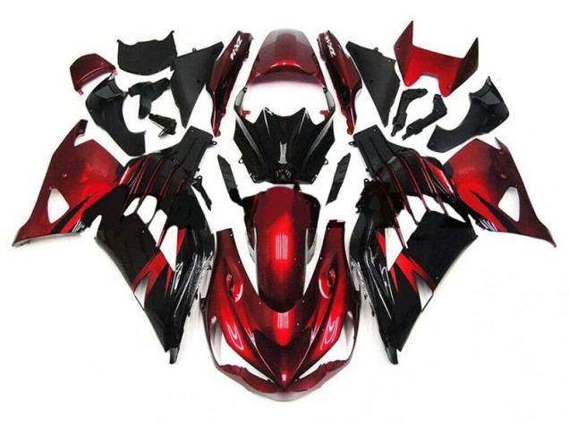 Aftermarket 2012-2021 Red Black Kawasaki ZX14R ZZR1400 Motorbike Fairings