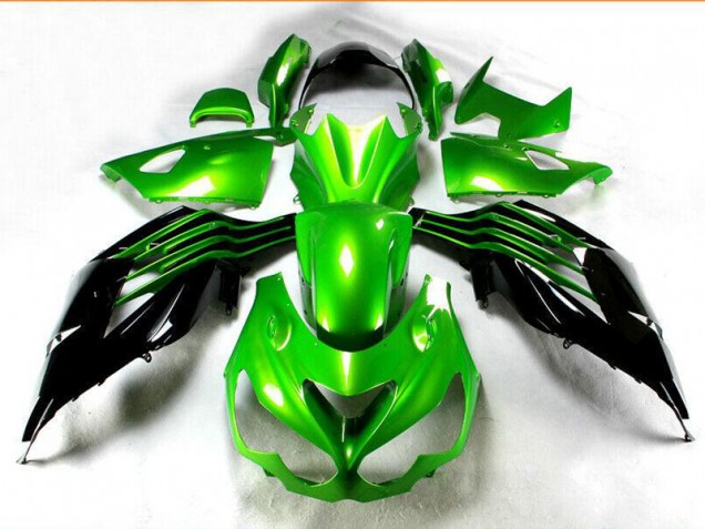Aftermarket 2012-2021 Black Green Kawasaki ZX14R ZZR1400 Motorcycle Replacement Fairings