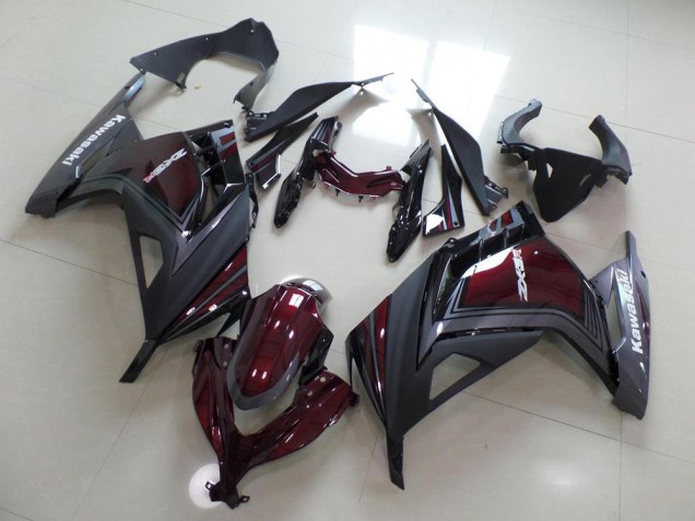 Custom 2013-2016 Dark Red and Grey Kawasaki ZX300R Motorcycle Fairings