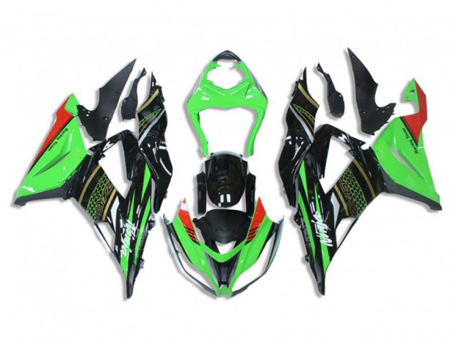 Custom 2013-2018 Green Black Kawasaki ZX6R Bike Fairing Kit