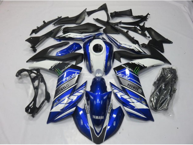 Custom 2015-2022 Monster Blue Yamaha YZF R3 Motorcyle Fairings