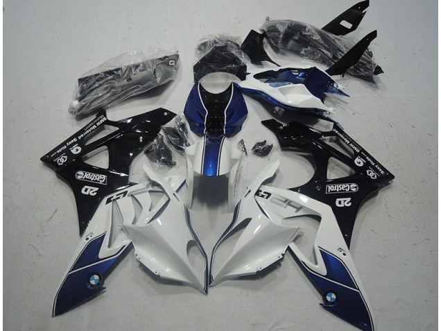 Custom 2009-2014 White Blue BMW S1000RR Motor Bike Fairings