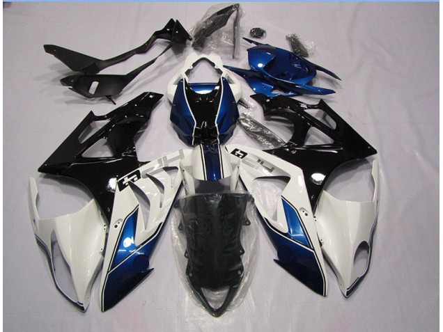 Custom 2009-2014 White Blue BMW S1000RR Replacement Fairings