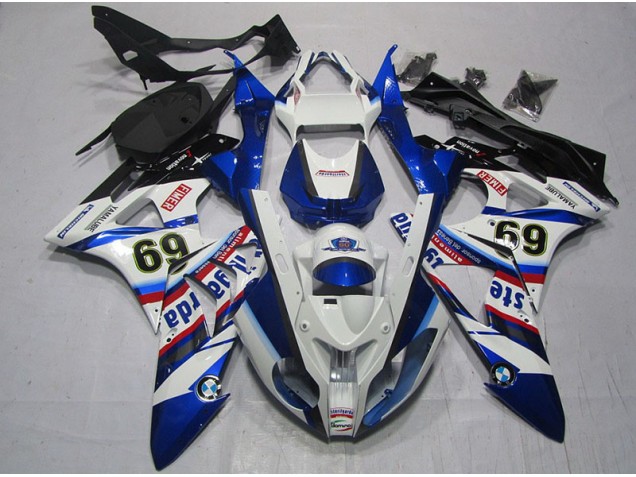 Aftermarket 2009-2014 White Blue Sterilgarda 69 BMW S1000RR Motor Fairings