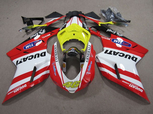 Aftermarket 2007-2014 Red White Generali 46 Ducati 1098 848 Motorcycle Fairings